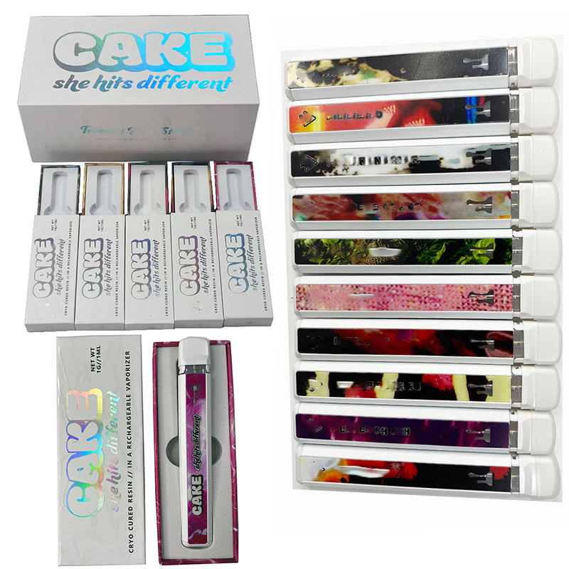 

New Cake Disposable Vape Pens E Cigarettes Rechargeable 280mAh Battery Starter Kit 1ml E-Cig Vapes Cartridges Empty 1 Gram Oil Carts Vaporizer Pods