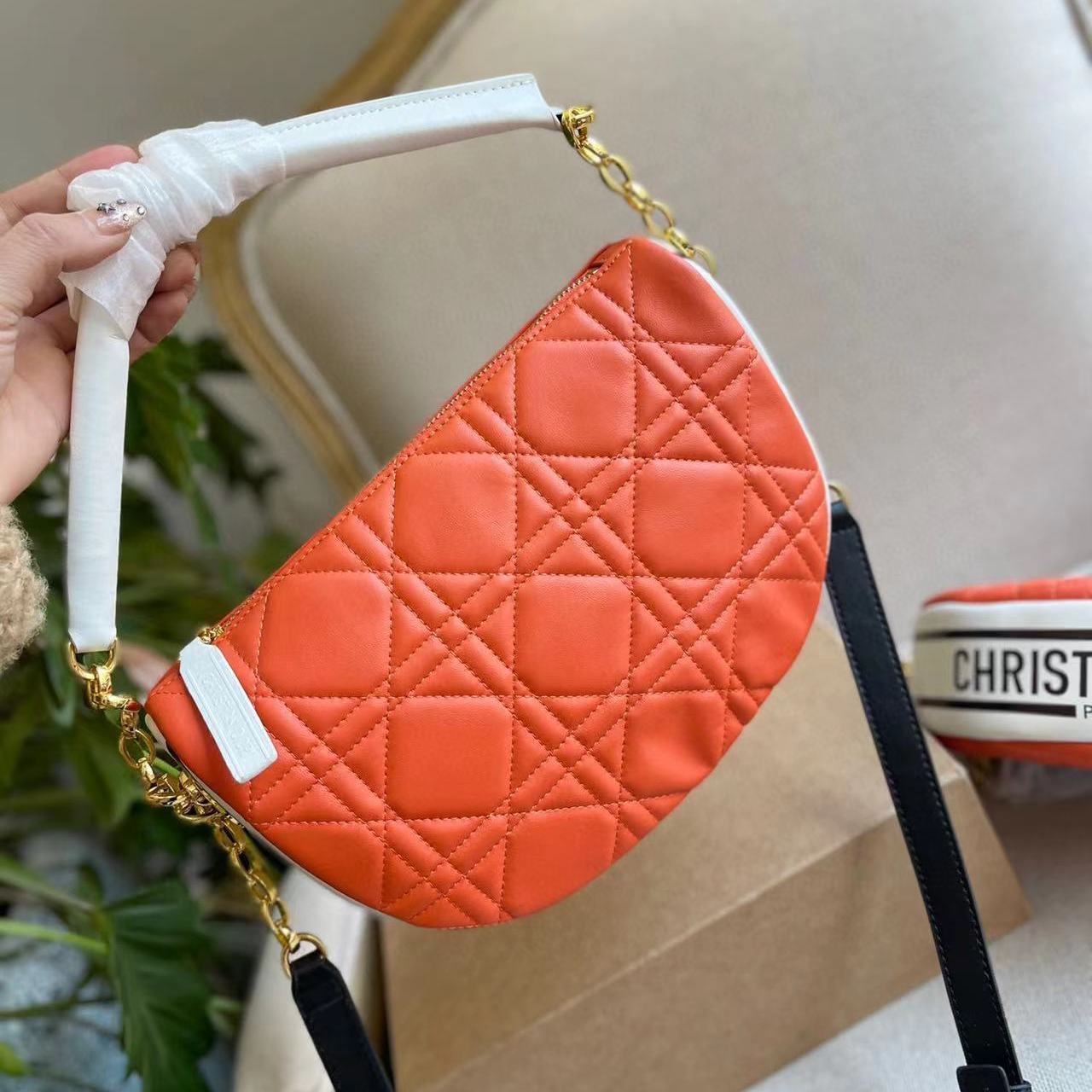 Dior Sac à épaule simple Vérifiez le sac sous bras de la lettre en noir et blanc sac de messager