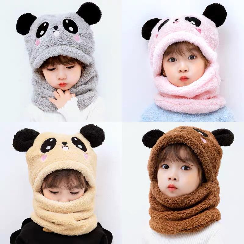

Beanie/Skull Caps Autumn And Winter Cute Children Cartoon Scarf Hat Two-piece Double Fleece Warmth Boy Girl Child Adult Parent-child Baby, Kt04