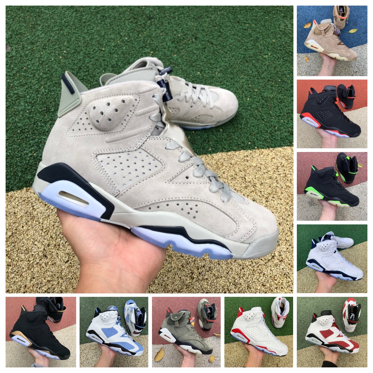 

2022 JUMPMAN 6 6s Mens Basketball shoes Red Oreo White UNC Metallic Silver Georgetown British Khaki Olive Black Infrared Electric Green DMP Carmine trainer sneakers, Bubble package bag
