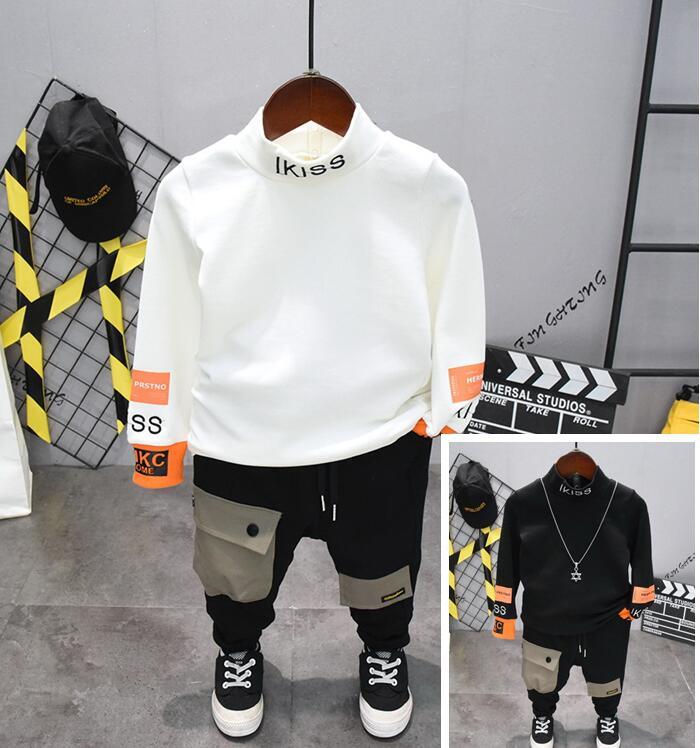 

Clothing Sets Children's Winter Warm Kids Plus Velvet T-Shirts And Thicken Pants 2pcs Boys Set Baby Clothes 2-6years, Black 2pcs set