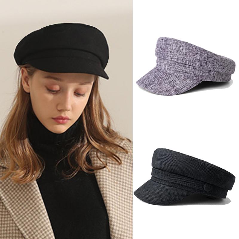 

Berets Women's Hat Kpop Ladies Cap For Female Autumn Fashion Navy Beret HJM003Berets, Black