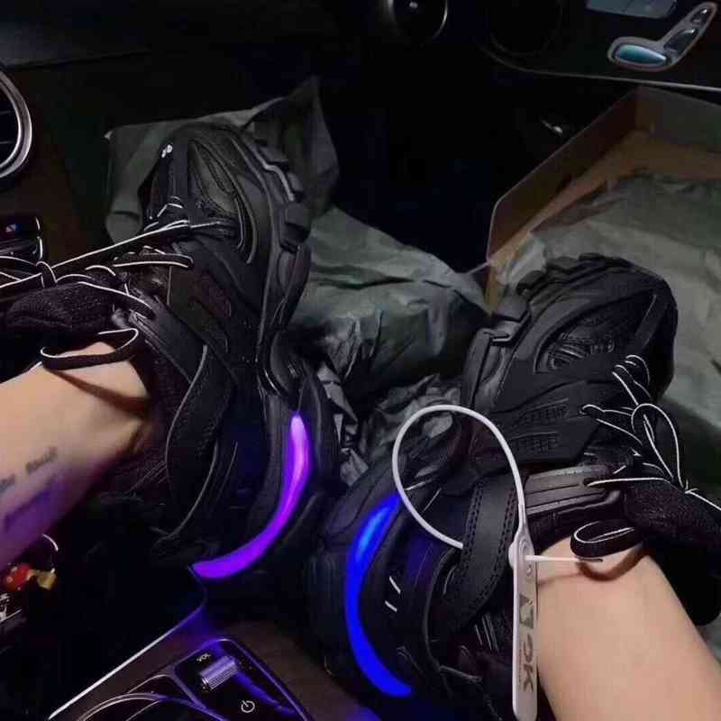 

Designer Bbalencaigass Fashion Casual Shoes Pure Original Paris Led Light Track3 0 Men's and Women's Dad Heel Charging Student Nightcl, Led-1
