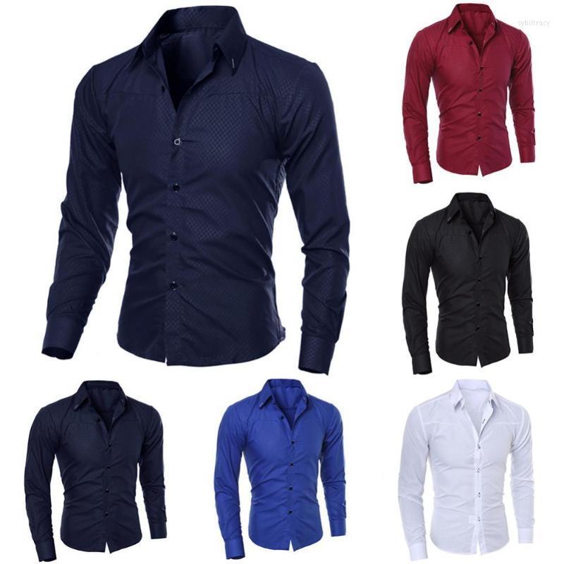 

Men's Dress Shirts Solid Color Long Sleeve Shirt Fashion Slim Fit Men Top Turn Down Collar BlouseMen's Sybi22, Navy blue