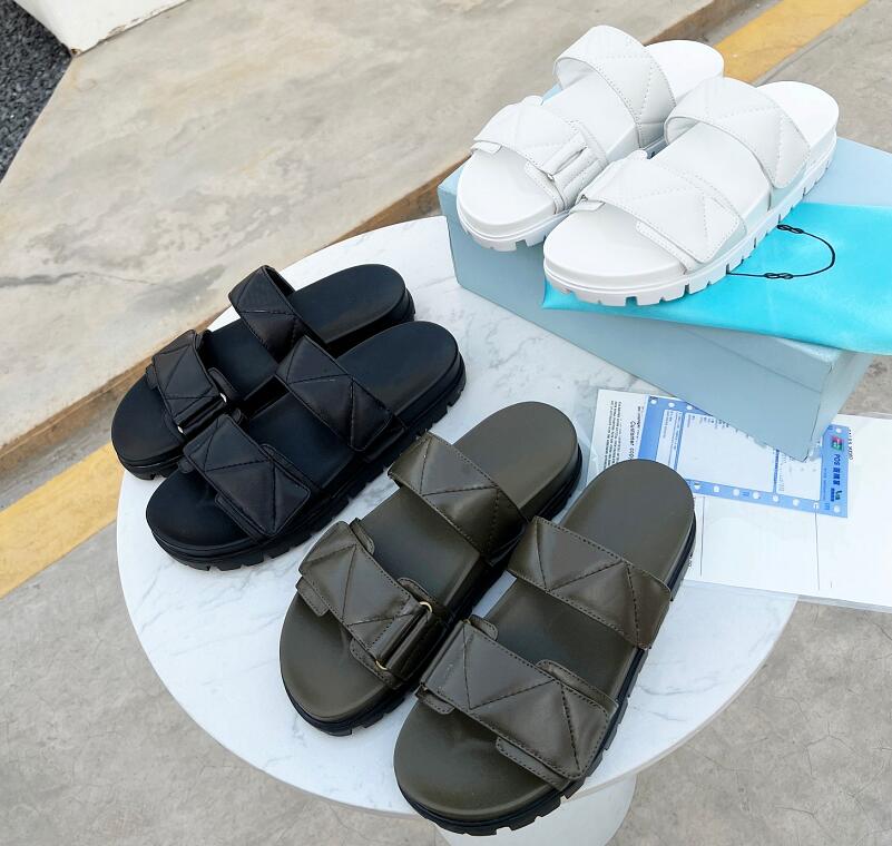 

Summer High Quality Slipper Women Fashion Velcro Design Luxury Leather Thick-Soled Womens Outdoor Comfort Soft Waterproof Sandbeach Slippers, No shoes (not for individual sale)