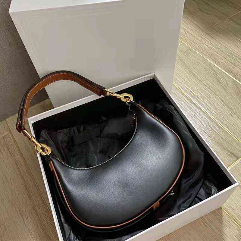 

Bag female 2022 new triumphal arch leather club bag half moon armpit hand-held single shoulder diagonal, Black