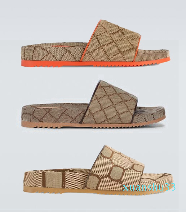 

designer fashion Sideline Monogrammed Canvas slides flat slippers 35mm Heel brown loafers with box and dust bag jackdhstore, Beige orange