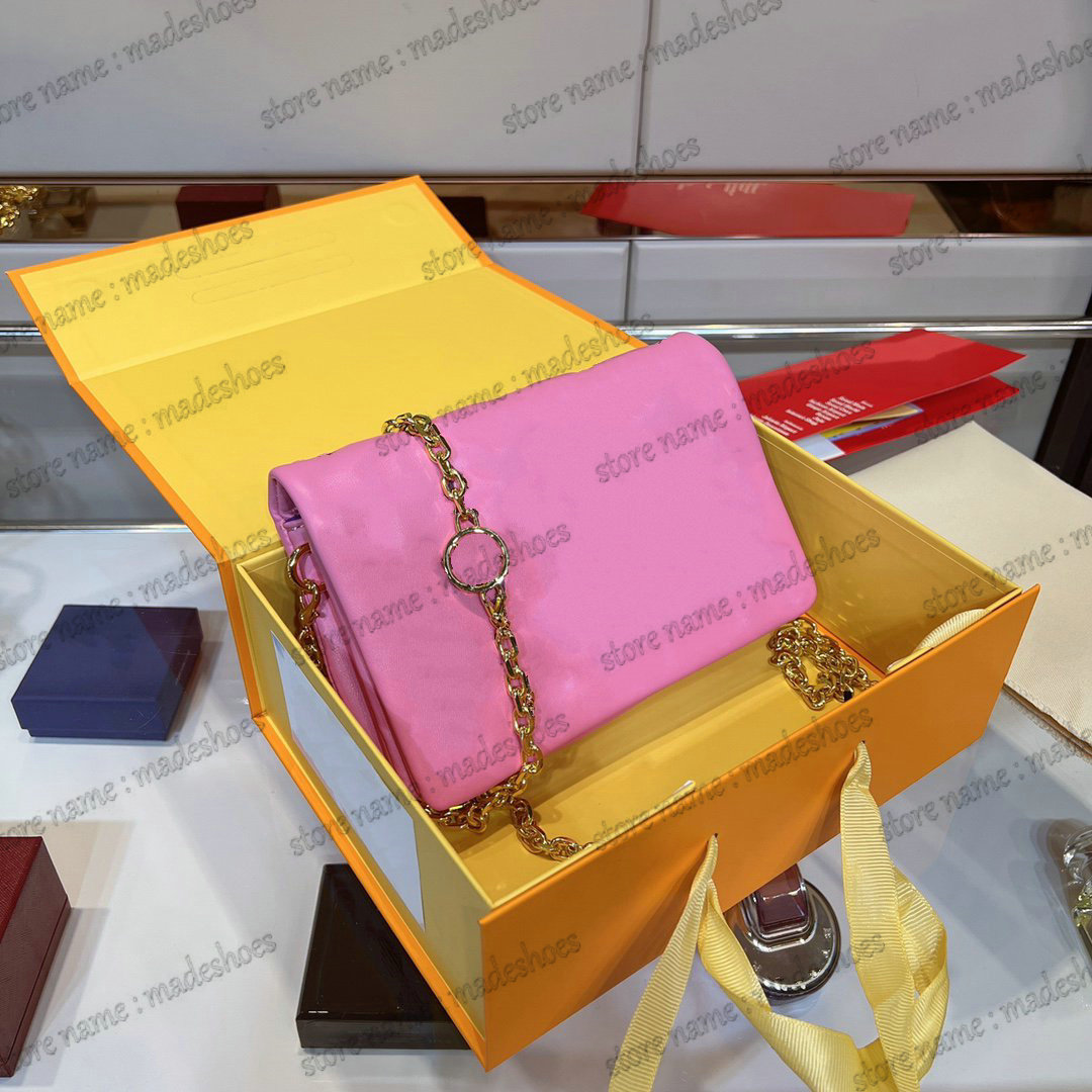 

POCHETTE COUSSIN Chain Bag Camel M80818 Monograms Pattern Puffy Embossed Leather Pouch Belt Cross Body Womens Designer Shoulder Bag Flap Gold/Pink/Black Clutch