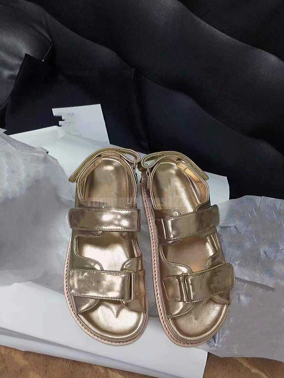 

Designer Women Sandals High Quality Womens Slides Crystal Calf leather Casual shoes quilted Platform Summer Beach Slipper 35-42, Color 7