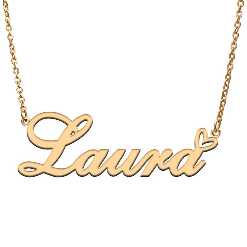 

Pendant Necklaces Laura Love Heart Name Necklace Personalized Gold Plated Stainless Steel Collar For Women Girls Friends Birthday Wedding Gi