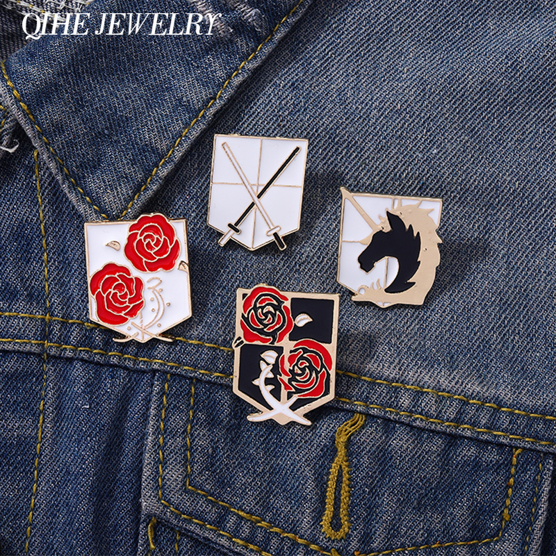 

Cartoon Anime Enamel Pins Cute Horse Rose Foil Brooches Lapel Clothes Badges Backpack Hats Dark Fans Friends Jewelry Accessories