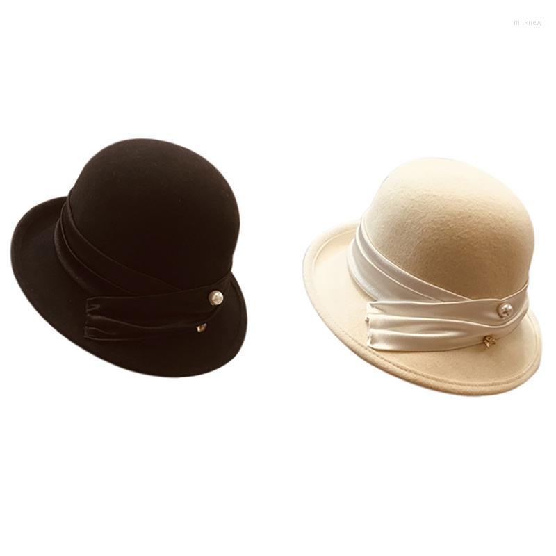 

Berets Vintage Ladies Fedora Wool Winter Hat Wedding Top, Black