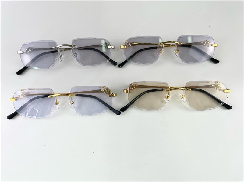 Colori di lente con occhiali da sole buff cambiati nel sole da cristallo a scuro a diamante design telaio senza bordo esterno 02819 con scatola e associazione di alta qualità