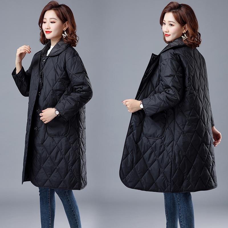 

Women's Trench Coats Autumn Winter Coat Women Long Jacket Femme Quilted Parkas Padded Lightweight Oversize Outerwear Black FemaleWomen's