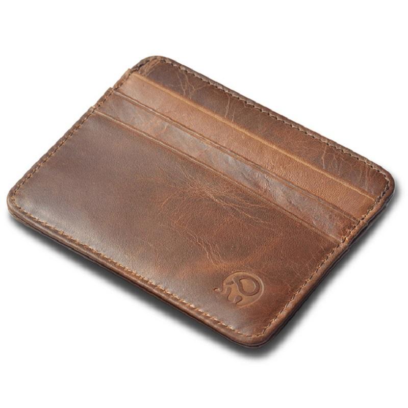 

Card Holders Fashion Genuine Leather Bank Case Thin Mini Wallet Men Business ID Holder Cards Pack Cash Pocket, 4 gray