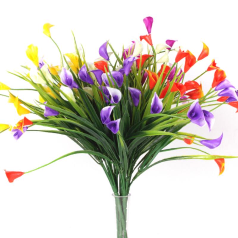 

Decorative Flowers & Wreaths 6PCS Artificial Plants Outdoor Plastic Fake Calla Plant Greenery For Garden Home Decor, As pic