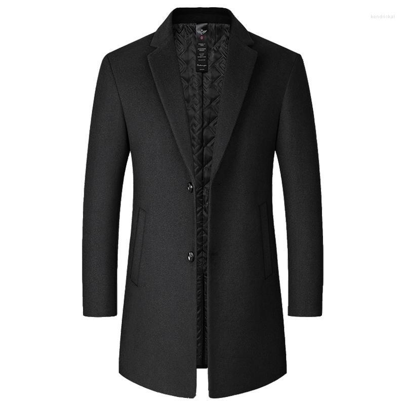 

Men's Wool & Blends 2022 Woolen Coat Male British Style Autumn And Winter Thickened Warm Windbreaker Korean Trendy Kend22, Black