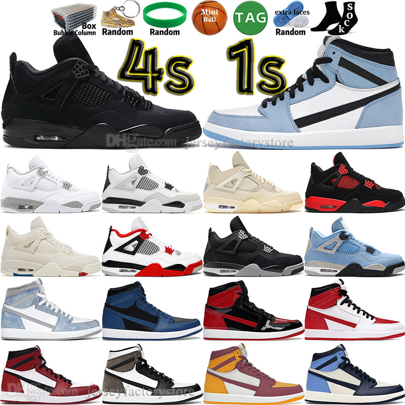 

Black Cat White Oreo Sail Military 4 4s Mens Basketball Shoes 1 1s University Blue Heritage Patent Bred Pollen UNC Fire Red Thunder Men Sports Women Sneakers Trainers