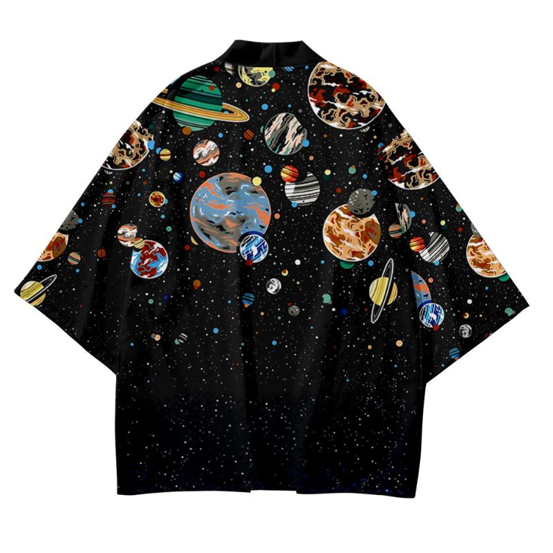 

Ethnic Clothing Traditional Haori Women Men Harajuku Japanese Fashion Streetwear Cardigan Yukata Kimono Universe Planet Print ShirtEthnic