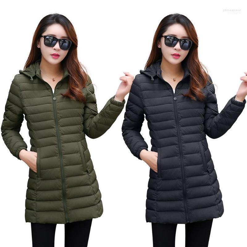 

Women's Down & Parkas 2022 Women Winter Hooded Warm Coat Plus Size Cotton Padded Jacket Female Long Zipper Parka Solid Color Outerwear1 Phin