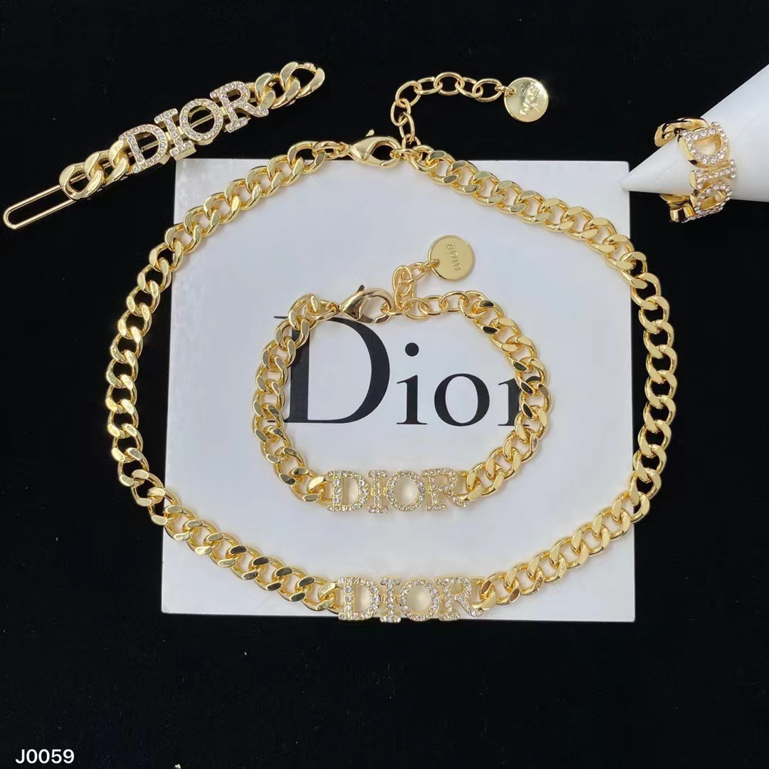 

Dior new diamond suit necklace bracelet earrings wedding holiday birthday gift with Box