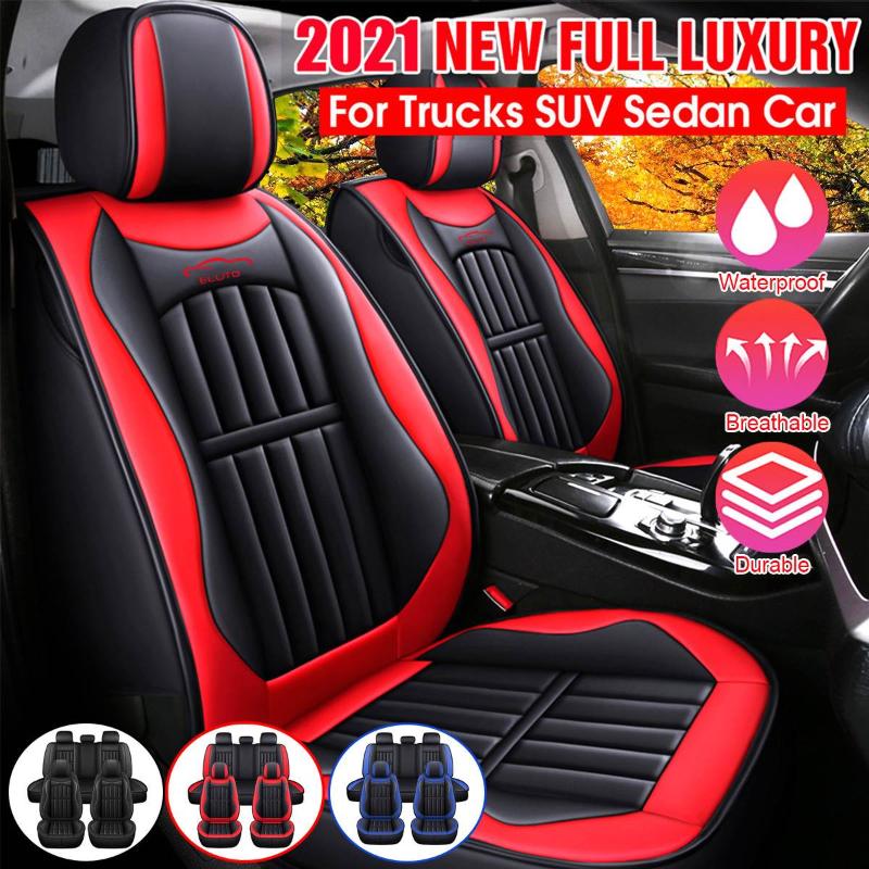 

Car Seat Covers 11PCS 5 Seats Pu Leather Cover Full Set Cushion Front Rear Universal SUV Trucks
