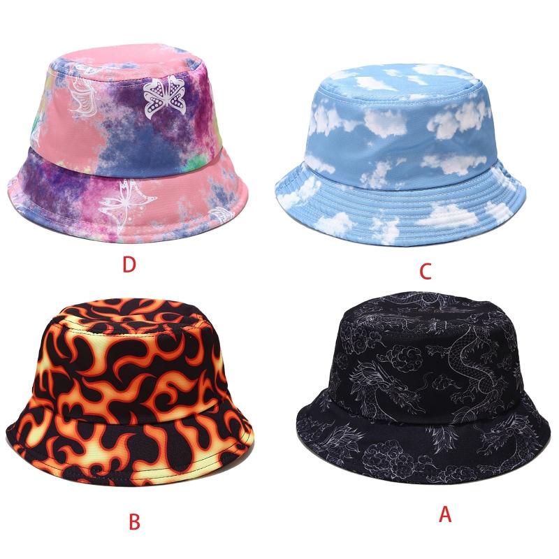 

Berets Unisex Fire Butterfly Cloud Graffiti Bucket Hat Hip Hop Fisherman