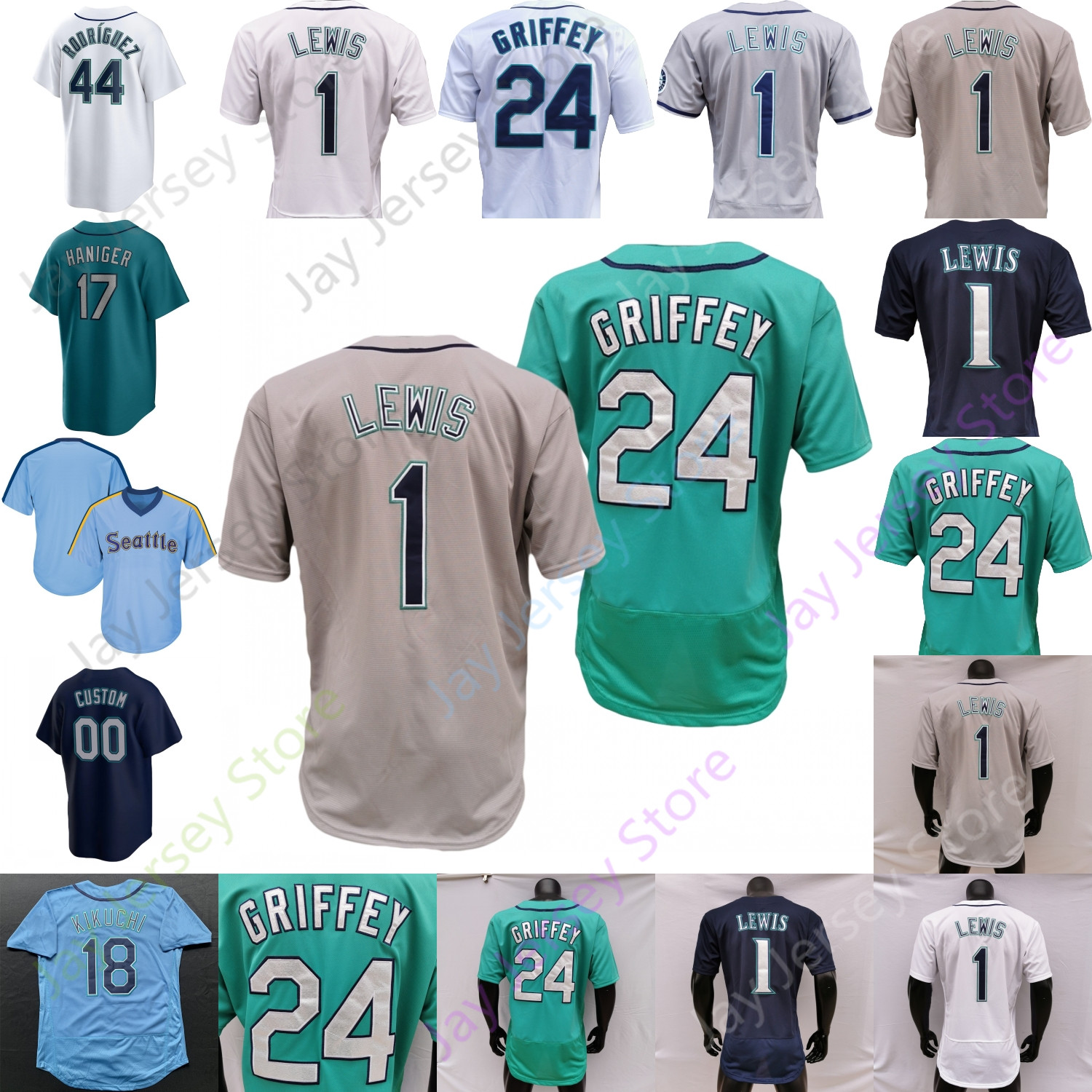 

George Kirby Jersey Julio Rodriguez Gilbert Kyle Lewis Abraham Toro Adam Frazier Mitch Haniger Robbie Ray Sergio Romo J. P. Crawford Jesse Winker White Women Youth Kid, Black golden