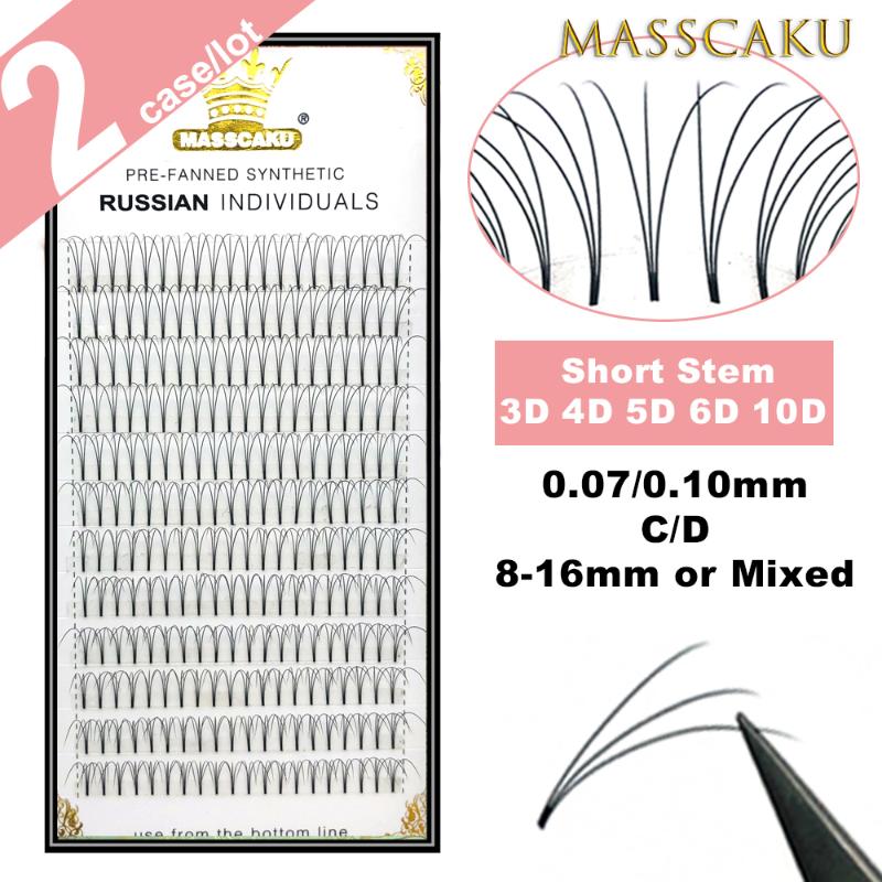 

False Eyelashes 2 Cases 3D-10D Premade Volume Fans Russian Eyelash Black Faux Mink Premium Application ExtensionFalse