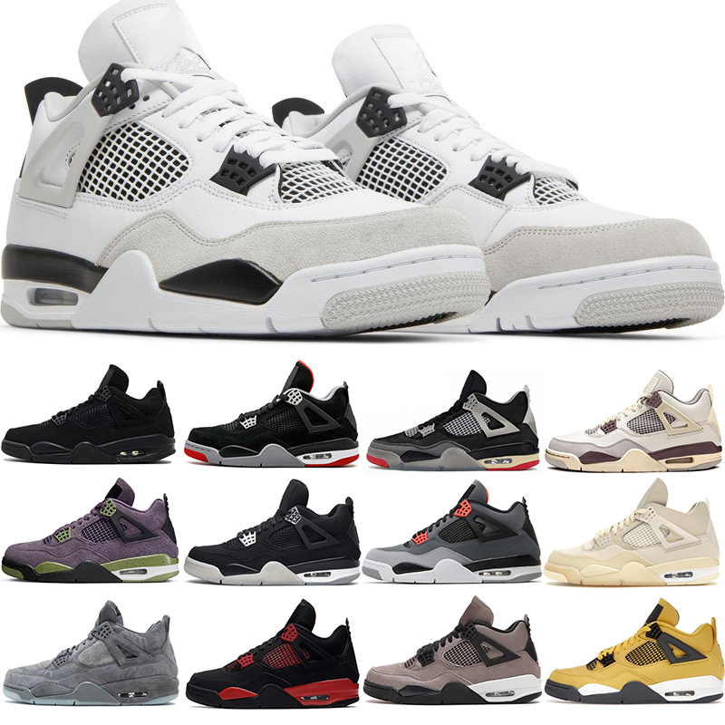 

4 Military Black Basketball Shoes Canyon Purple Black Canvas Sail Bred Noir Cat Lightning Navy University Blue White Oreo 4S Mens Womens Sports Sneakers IV Trainers, 30