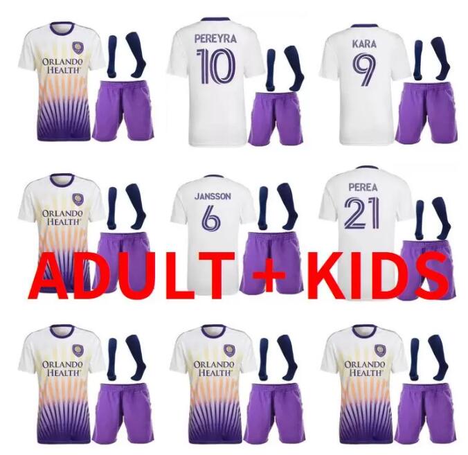 

men kids kit 2022 2023 Orlando City SC KARA PEREYRA Soccer Jerseys 22 23 RUAN JANSSON PATO F. TORRES PEREA Home Away White Football Shirt ADULT KITS, 21-22