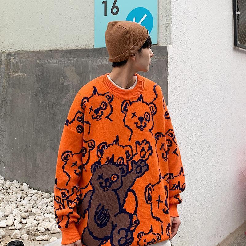 

Men's Sweaters 2022 Korean Version Of The Autumn And Winter Clothing Trend Hip-hop Bear Loose Wild Couple Casual Pullover Sweater, Black