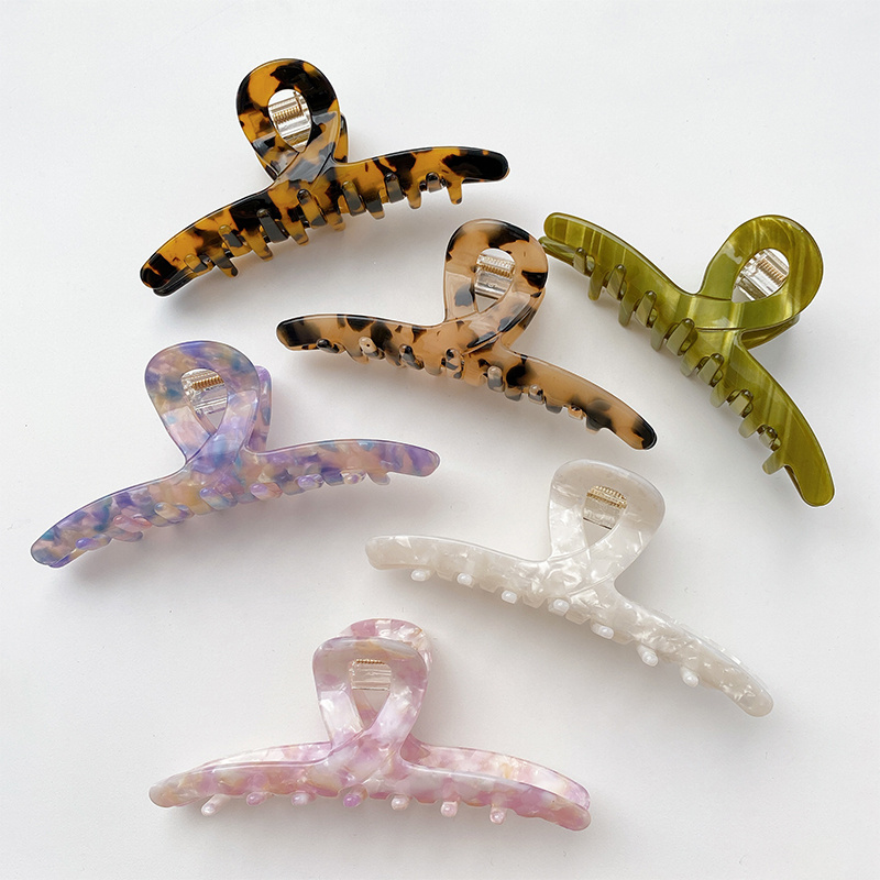 

Length 11.8 CM Floral Pattern Cross Hair Clamp Women Acetic Acid Large Hair Claw Clips Multi Color Ponytail Headdress Hairpins Wholesale