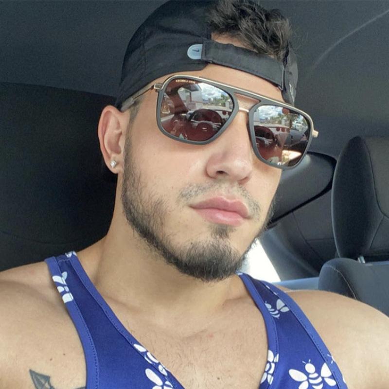 

Sunglasses Men's Stylish Square Box Retreo Frame Men Glasses Wholessale UV400 Exquisite Hinge Durable WearableSunglasses