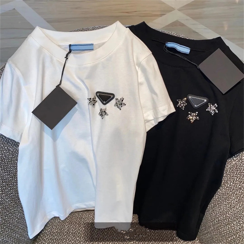 

Women' T-Shirt short sleeve With Star Blouse Top casual match Slim Girl Lady With Crew Neck Tops & Tees, White