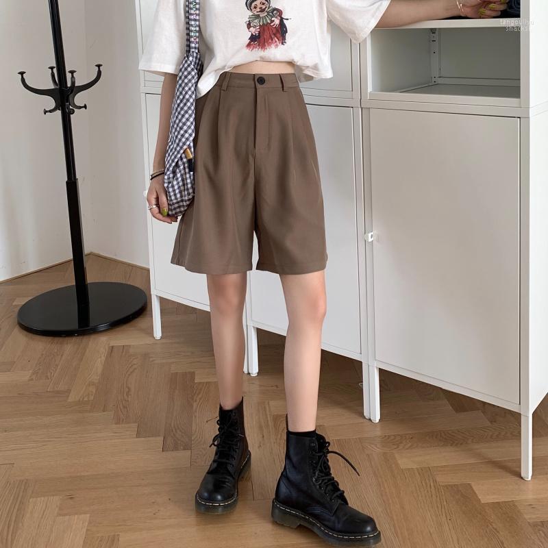 

Women' Shorts Pants Summer 2022 Korean Style Casual Loose All-Match Suit Straight High Waist Fifth Wide-Leg, Black