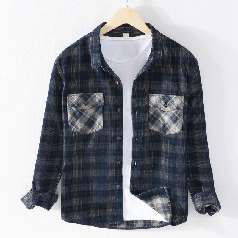 

Style Long-sleeved Pure Cotton Plaid Shirts Men Brand Fashion Comfortable Shirt Mens Trendy Overhemd Men's Casual, Green