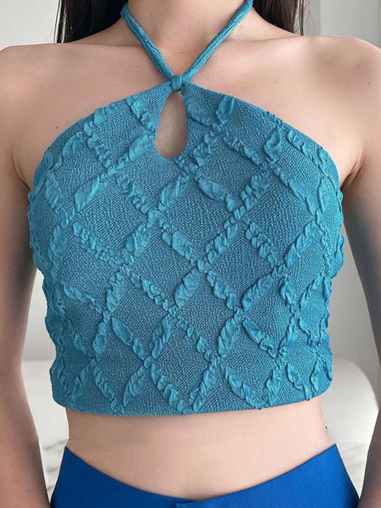 

Women' Tanks & Camis Women Halter Revealing Crop Top Sexy Skinny Streetwear 2022 Summer Beach Vacation Holiday Cute Y2K Concise ASVE84737Wo, Blue