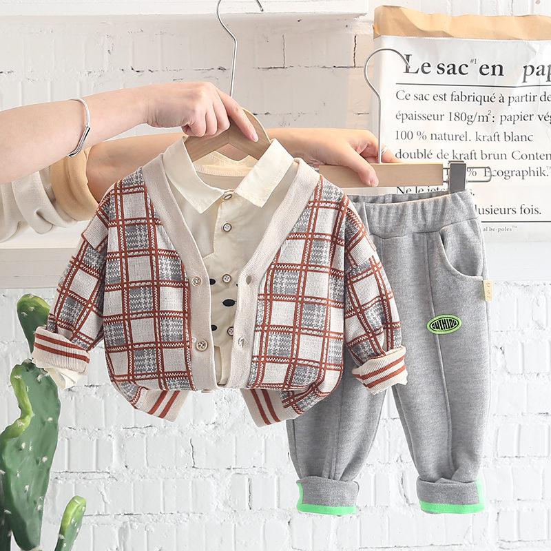

Clothing Sets Baby Boys Clothes Children Spring T Shirts Causal Plaid Coat Hooded Shirt Pants 3Pcs/Sets Infant Kids Fashion Toddler Tracksui, Xye s tihuage black