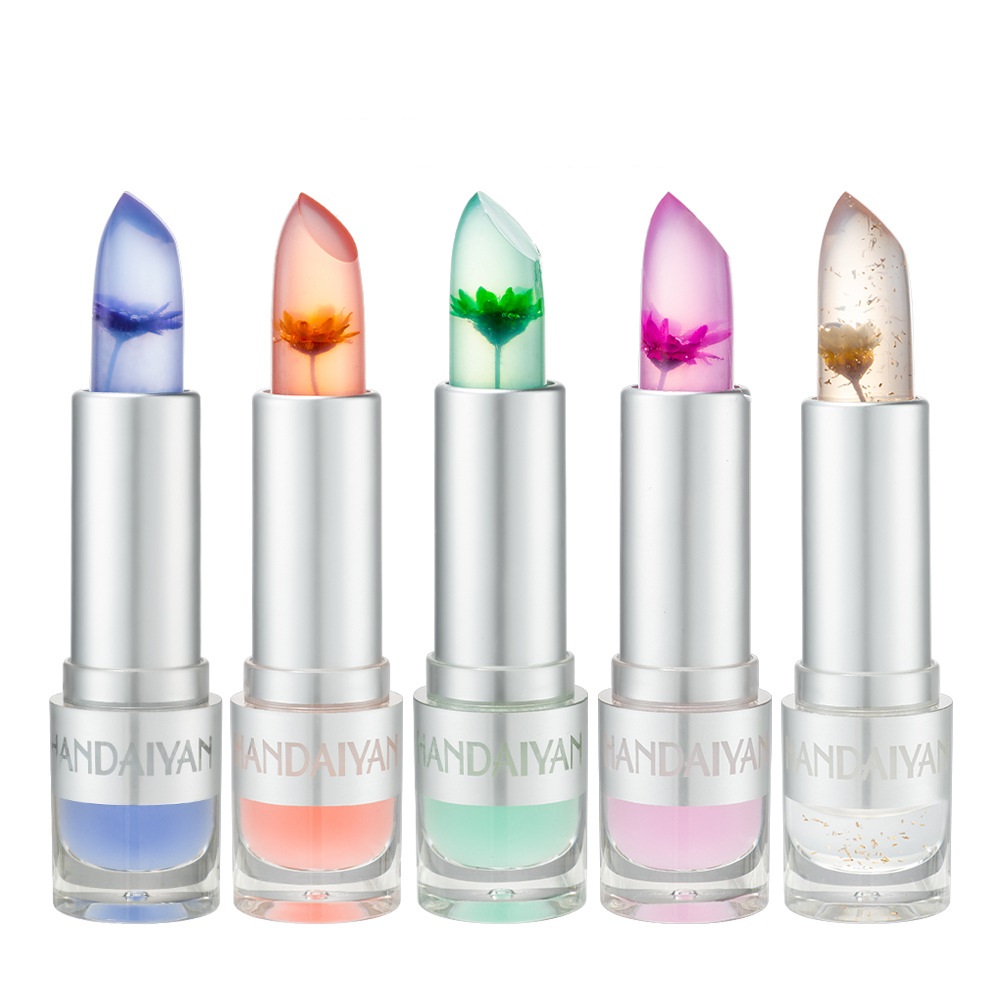 

Handaiyan Flower Jelly Lipstick Lip Balm Discoloration Moisturizer Nutritious Natural Not Easy to Fade Makeup Lipper Lipsticks, Mixed 8 colors