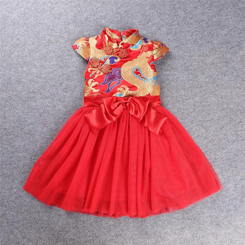 

Girl's Dresses Autumn Baby Chinese Cheongsams For Girls Traditional Dress Children Embroidered Tang Suit Year CostumesGirl's, Multicolor