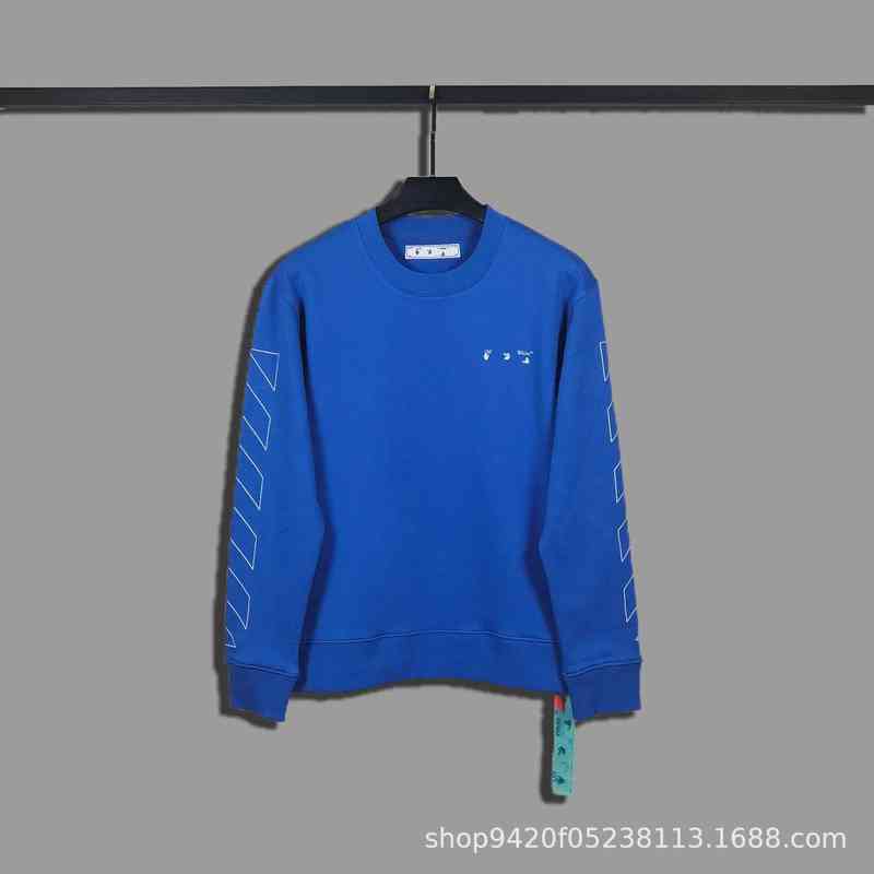 

Factory Online Export Brand New Sweater Autumn Winter Off Classic Block Print Round Neck Pullover for Men and Women, White