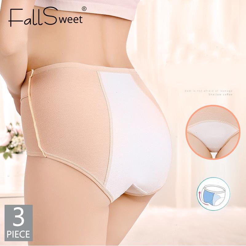 

3 Pcs Lot Menstrual Panties Women Physiological Pants Soft Cotton Waterproof Underwear Mid Waist Period Proof Briefs, Color18