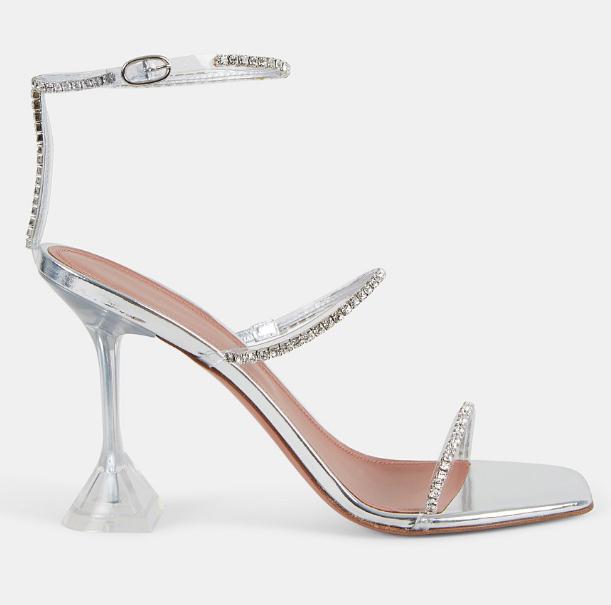 

Amina Muaddi Thin strap with diamond wine glass heel shoes and sandals women's rhinestone open toe ladies banquet wedding crystal high heels sandals 34-42