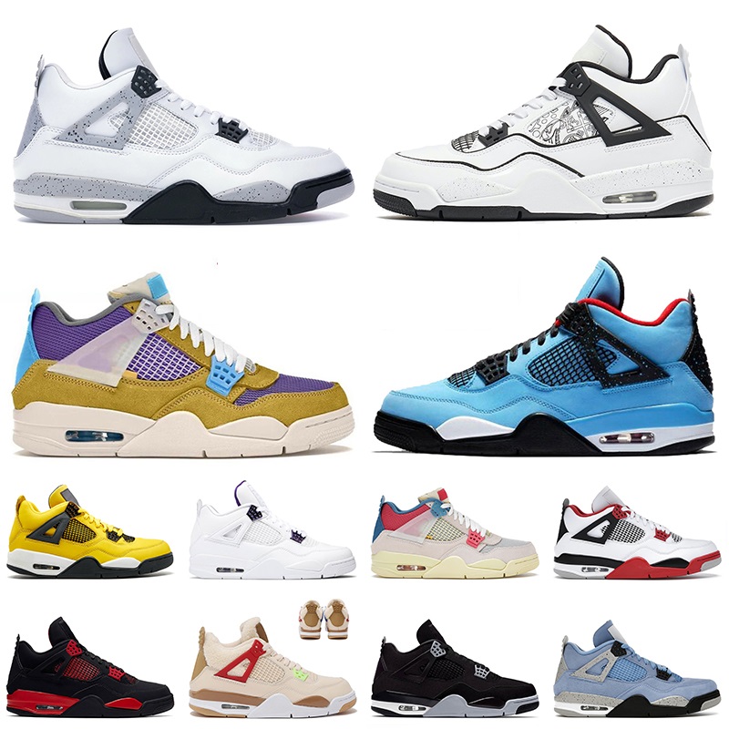 

Fashion Jumpman 4 Women Mens Basketball Shoes Military Black Canvas Sooners 4s White Oreo Fire Red Thunder Cactus jack Sail OG Trainers Sneakers