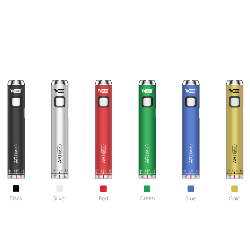 

Authentic Yocan ARI Mini 400mah Preheat VV Variable Voltage Vape Battery Electronic Cigarettes Fit All 510 Thread Cartridge 20pcs box