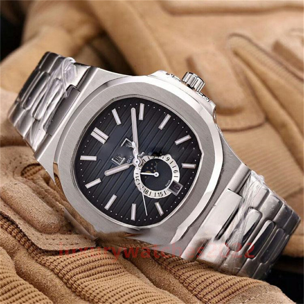 2022 Nouvelles montres d'arrivée de haute qualité 9 couleurs 41 mm nautilus blanc or grand date asiatique 2813 glide automatique lisse phase de l