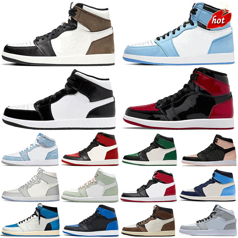 

TOP Women Men 1 Basketball Shoes Patent Leather Panda Pink Green University blue Court Purple Royal Bred Toe UNC Obsidian Sneakers trainers 1s, 32