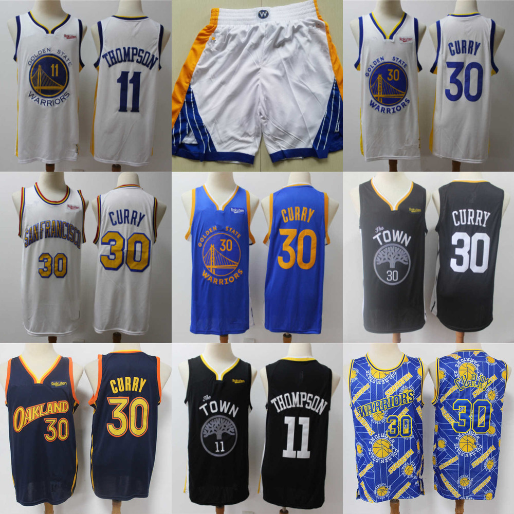 

Golden''State''Warriors''MEN Throwback Jersey Klay 11 Thompson Stephen 30 Curry Basketball Shorts Basketball Jerseys blue black, Color