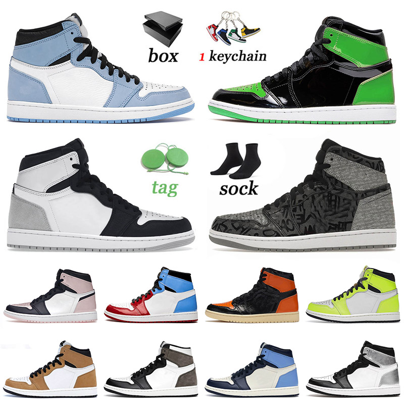 

With Box 2022 Jorda 1 Mens Basketball Shoes 1s University Blue Jumpman Patent Green White Grey Fog Rebellionaire Off Dark Mocha Jorden1s men women, C2 bordeaux 40-47